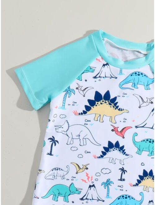 Toddler Boys Dinosaur Print Beach Swimsuit