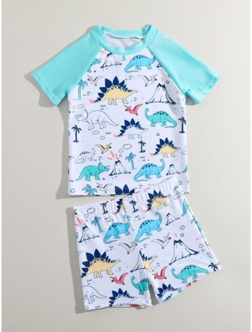 Toddler Boys Dinosaur Print Beach Swimsuit