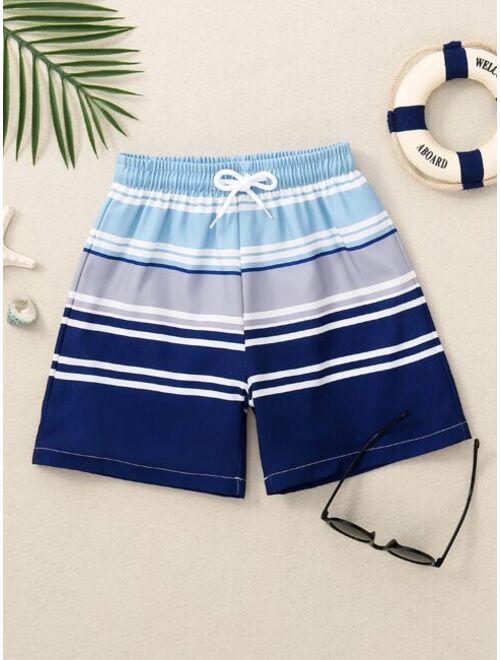 Toddler Boys Striped Drawstring Waist Swim Shorts