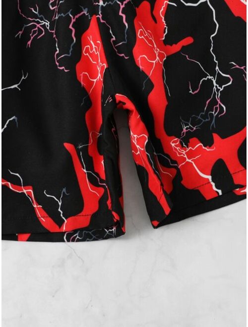 Toddler Boys Lightning Print Drawstring Waist Swim Trunks