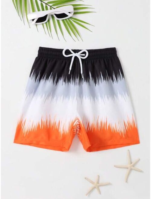 Toddler Boys Colorblock Drawstring Waist Swim Shorts