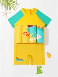 Toddler Boys Dinosaur Print Float One Piece Swimsuit