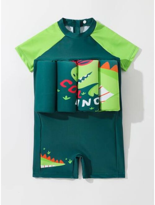 Toddler Boys Dinosaur Print Float One Piece Swimsuit