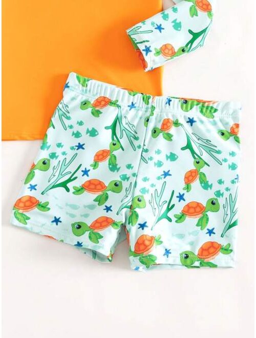 Toddler Boys Tropical Print Beach Swimsuit