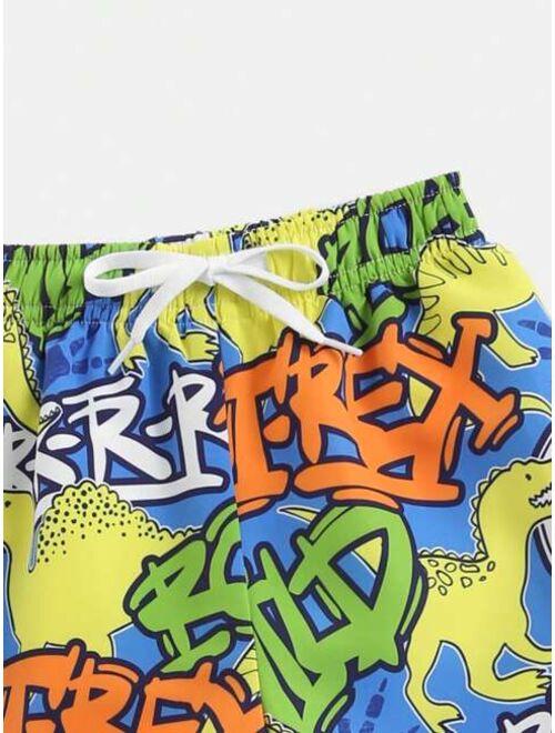 Toddler Boys Letter Graphic Swim Shorts