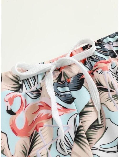 Toddler Boys Flamingo Tropical Print Swim Shorts