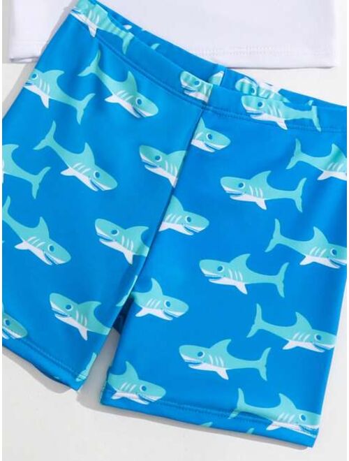 Toddler Boys Shark Print Beach Swimsuit