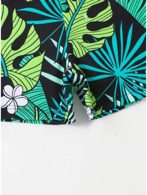 Toddler Boys Tropical Print Beach Swimsuit