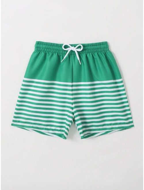 Toddler Boys Striped Drawstring Waist Swim Shorts