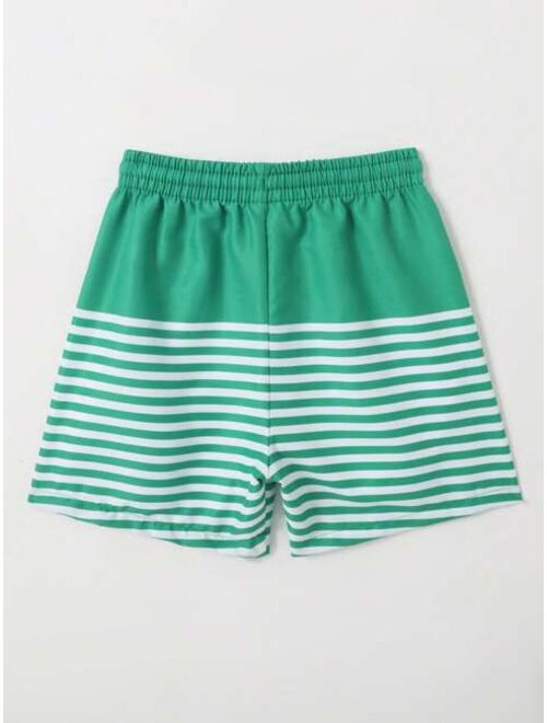 Toddler Boys Striped Drawstring Waist Swim Shorts