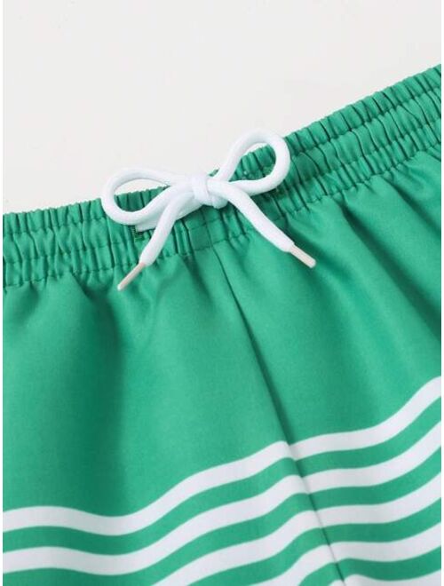 Toddler Boys Striped Drawstring Waist Swim Shorts