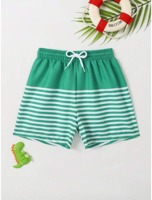 Toddler Boys Striped Drawstring Waist Swim Shorts