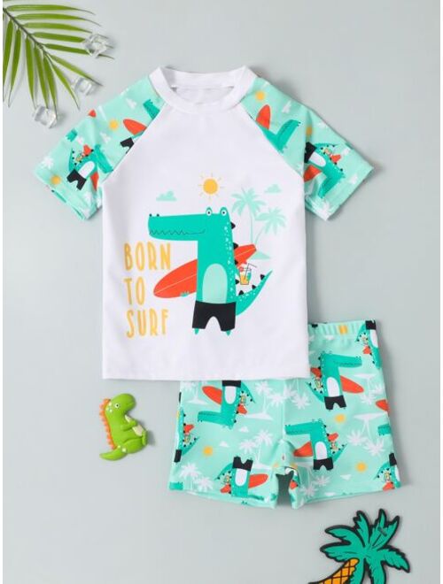 Toddler Boys Cartoon Graphic Beach Swimsuit