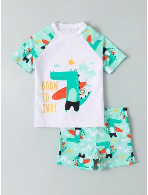 Toddler Boys Cartoon Graphic Beach Swimsuit