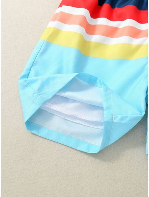 Toddler Boys Striped Drawstring Waist Swim Shorts