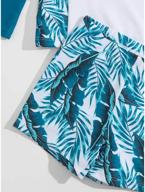 Toddler Boys Tropical Letter Graphic Swimsuit