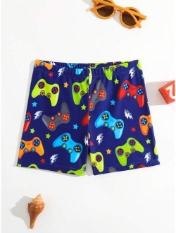 Toddler Boys Gamepad Print Swim Shorts