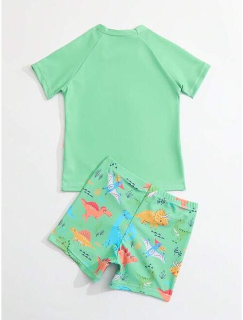 Toddler Boys Dinosaur Print Beach Swimsuit