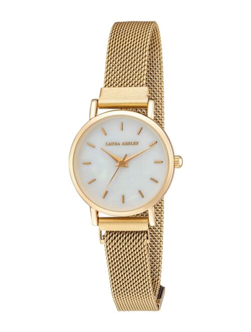 LAURA ASHLEY Women's Sleek Gold Tone Alloy Mesh Magnet Bracelet Watch 29mm