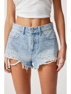 Sparkly Diamante Cutoff Denim Short