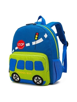 willikiva Car Dinosaur Kids Toddler Backpack for Boys and Girls Children Waterproof Preschool Bag(Bus)