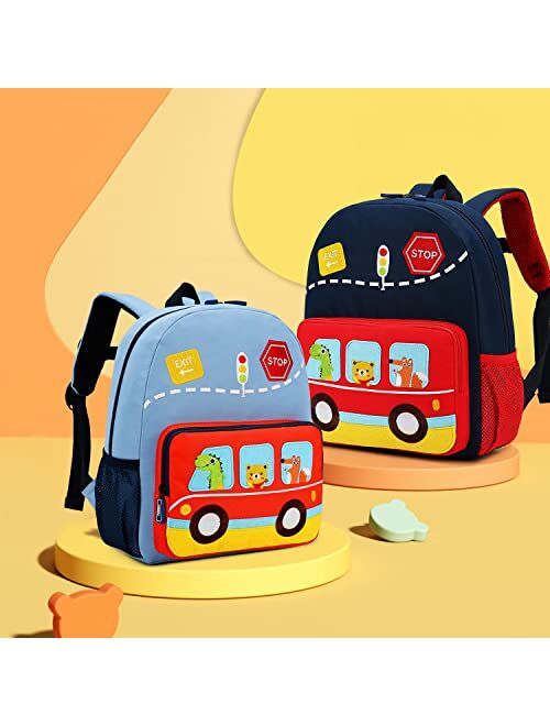 willikiva Car Dinosaur Kids Toddler Backpack for Boys and Girls Children Waterproof Preschool Bag(Bus)