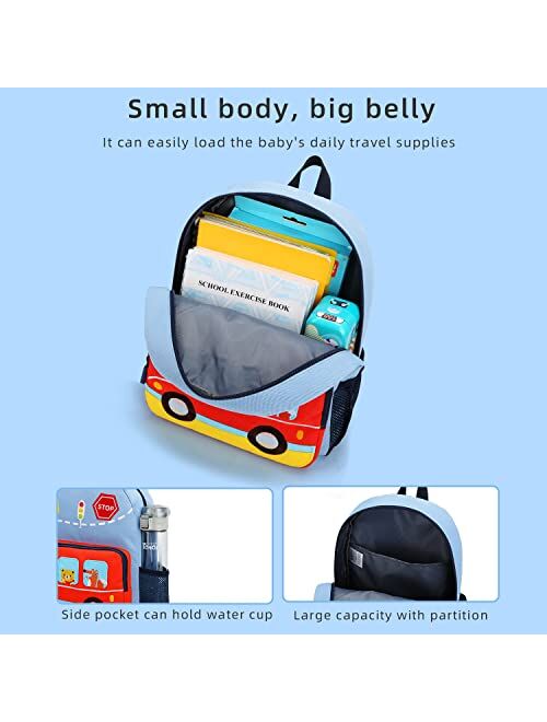 willikiva Car Dinosaur Kids Toddler Backpack for Boys and Girls Children Waterproof Preschool Bag(Bus)