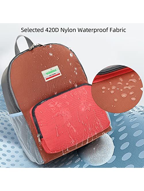 willikiva Waterproof Backpack for School Kids Backpack Bookbag Girls Boys Lightweight Travel Bag (Brown)