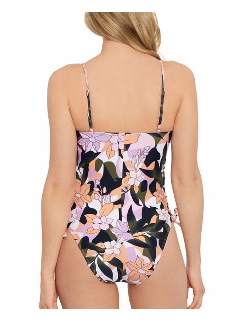 Salt + Cove Juniors' Lace-Up-Side One-Piece Swimsuit, Created for Macy's