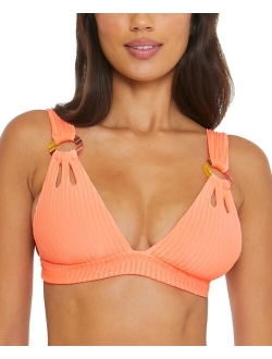 Becca Women's Line In The Sand Cutout Textured Bikini Top