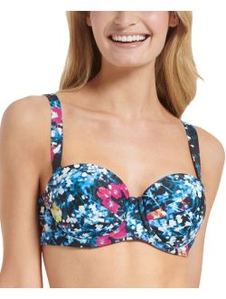 Women's Printed Balconette Ruched Underwire Bikini Top