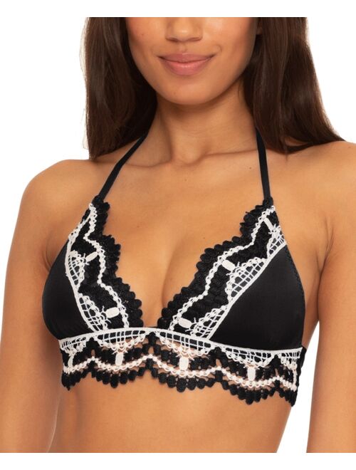 Becca Women's Delilah Halter Crochet-Trim Bikini Top, Created for Macy's