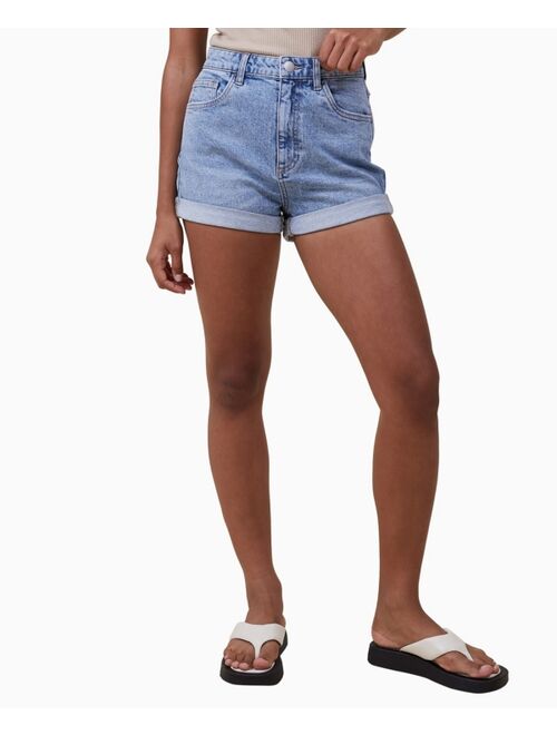 COTTON ON Women's High Rise Classic Stretch Denim Shorts