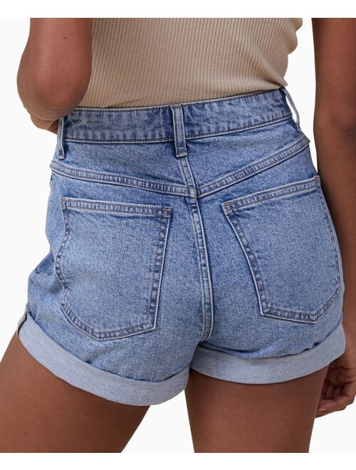 COTTON ON Women's High Rise Classic Stretch Denim Shorts