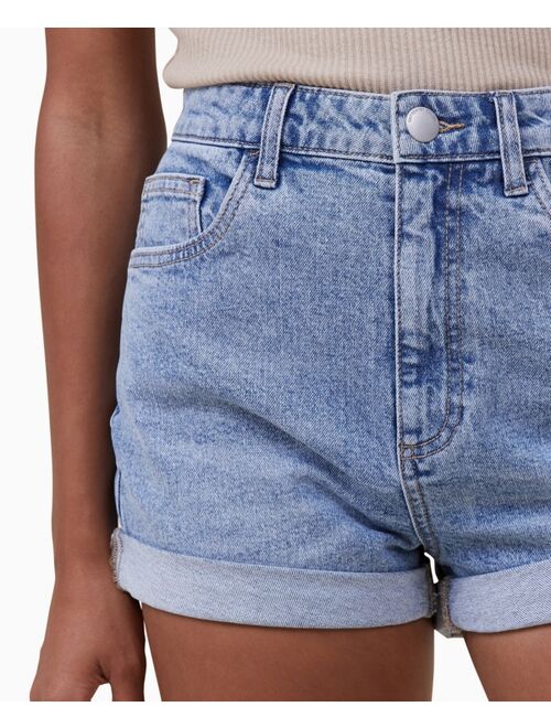 COTTON ON Women's High Rise Classic Stretch Denim Shorts