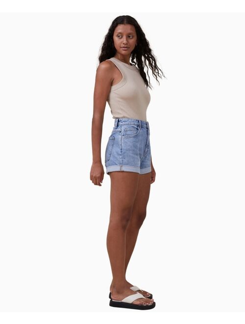 COTTON ON Women's High Rise Classic Stretch Denim Shorts