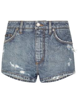 high-waisted denim shorts