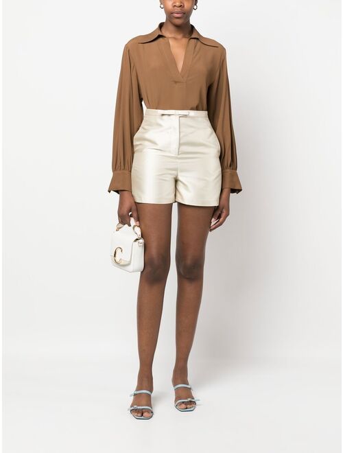 Blanca Vita satin-finish tailored shorts