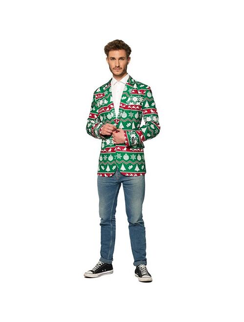 Men's Suitmeister Slim-Fit Nordic Christmas Green Blazer