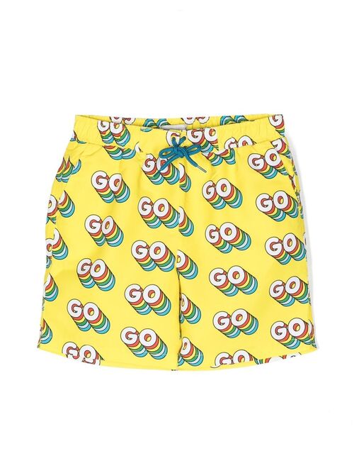 Stella McCartney Kids Go print swimming shorts