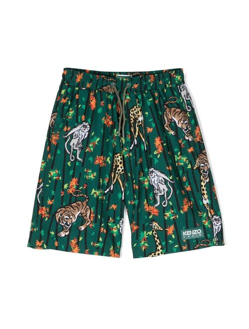 Kenzo Kids animal-print knee-length swim shorts