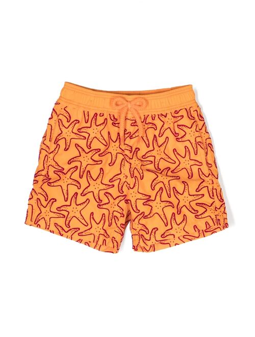 Vilebrequin Kids logo-patch starfish-print swimming shorts