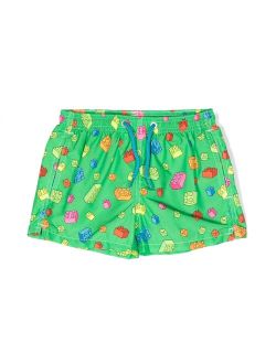 MC2 Saint Barth Kids brick block-print swim shorts