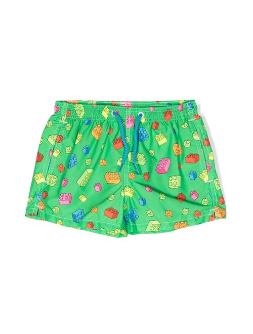 MC2 Saint Barth Kids brick block-print swim shorts