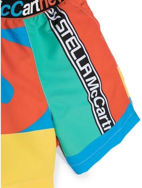 Stella McCartney Kids colour-block recycled-polyester swim shorts