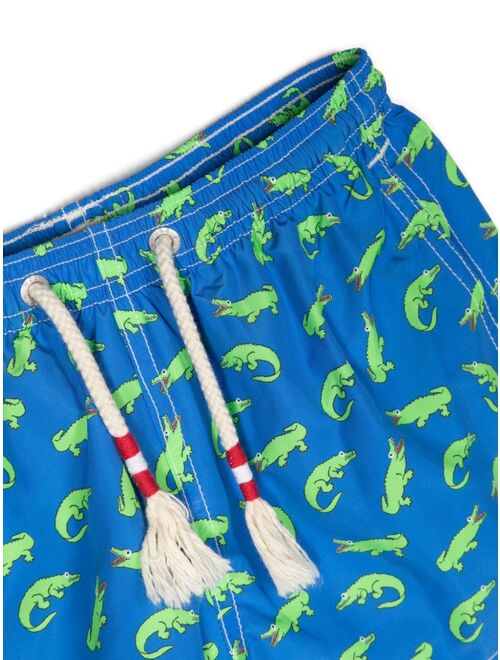 MC2 Saint Barth Kids alligator-print drawstring swim shorts