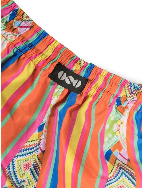 Nos Beachwear stripe-pattern swim shorts