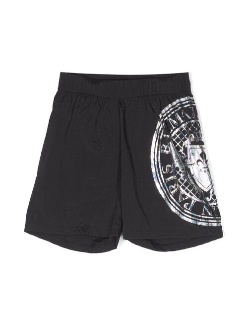 Balmain Kids crest-motif swim shorts