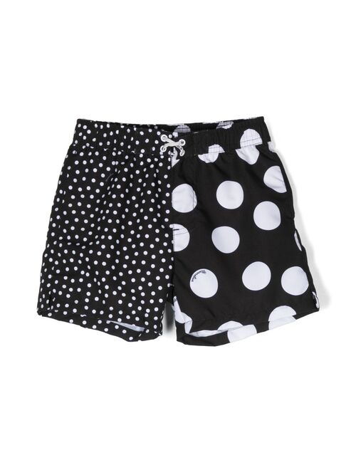 Monnalisa polka-dot drawstring swim shorts