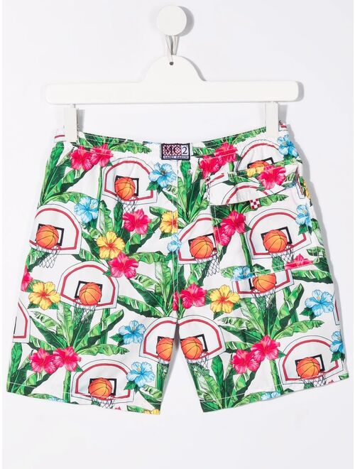 MC2 Saint Barth Kids TEEN basketball-print swim shorts